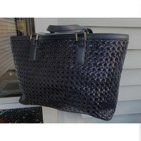 Tory Burch Robinson Black Tote Saffiano Leather Large Handbag Bag New 41159883 - Picture 5 of 7